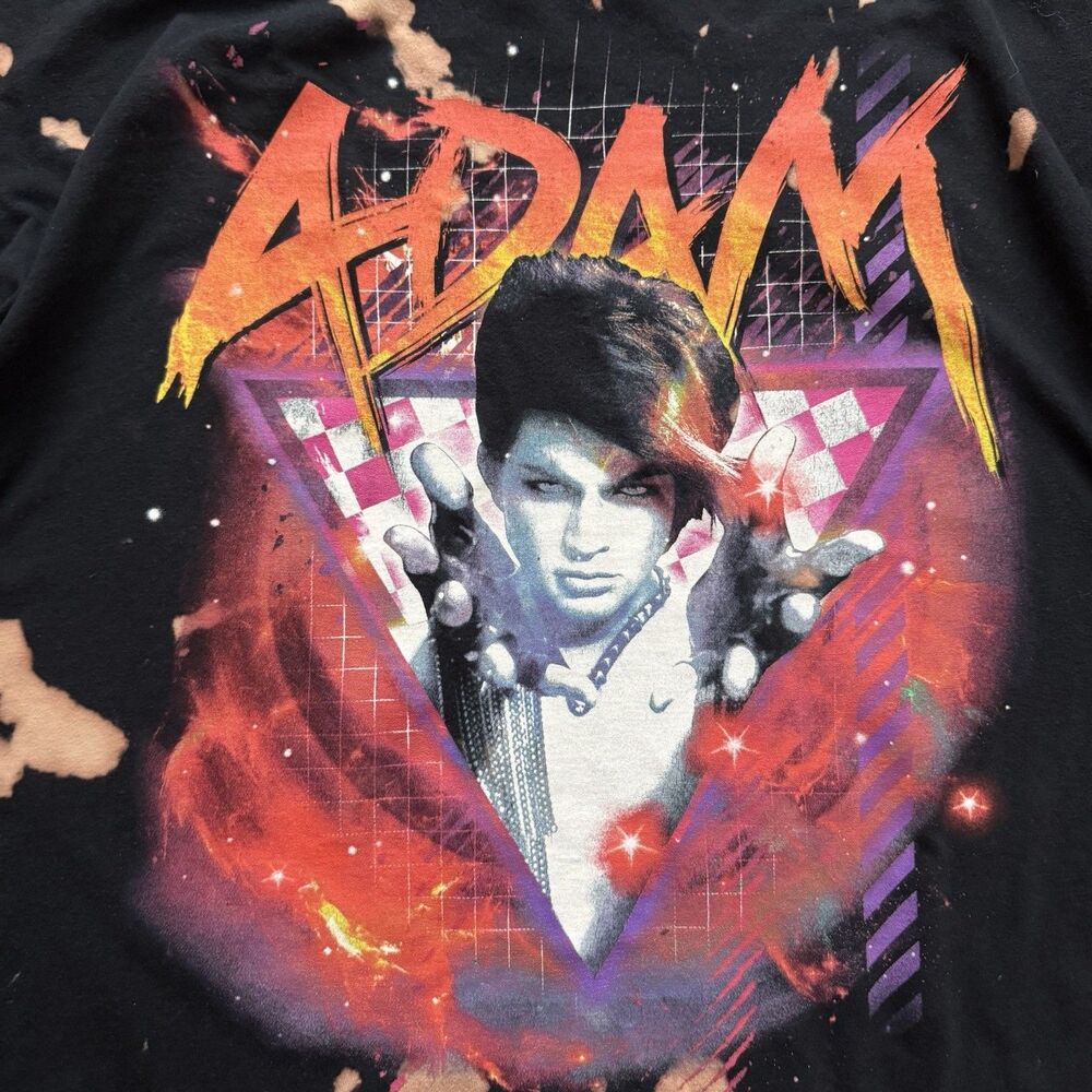 Adam Lambert Glam Nation Tour 2010 Bleached Tie Dye Band T Shirt L Double Sided - Picture 5 of 8